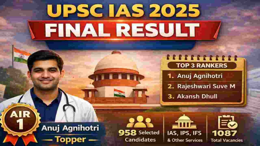 UPSC Civil Services IAS 2025 Final Result